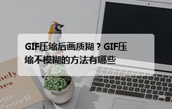 GIF压缩后画质糊？GIF压缩不模糊的方法有哪些