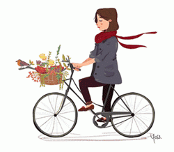 动态骑自行车小女孩
