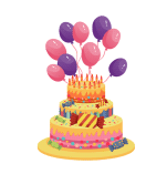 生日蛋糕气球小图标动态