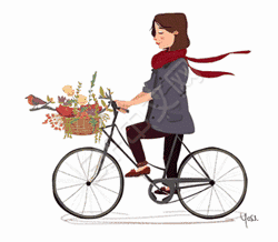 动态骑自行车小女孩